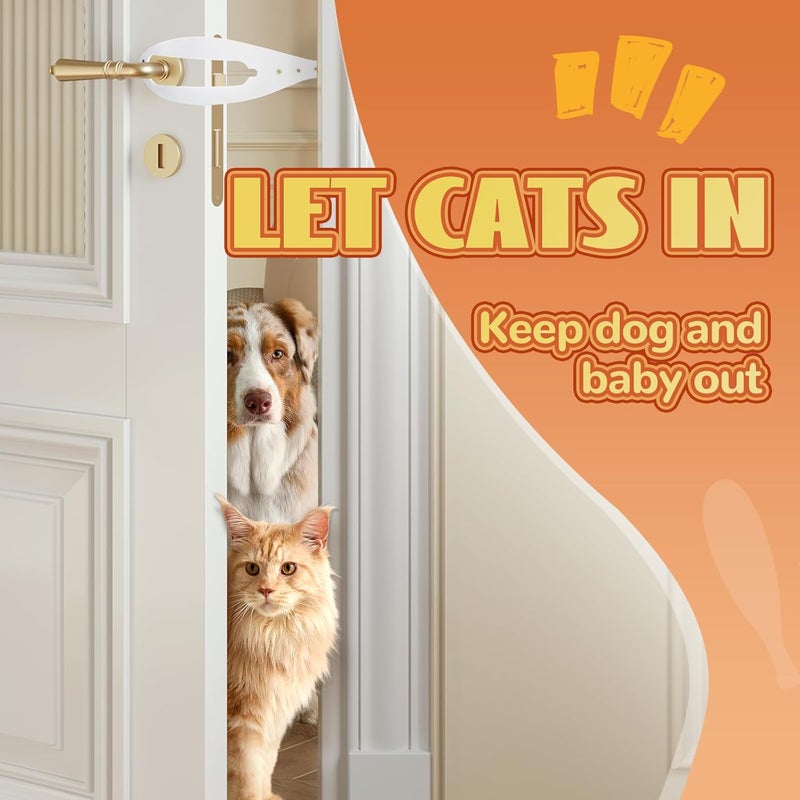 TGIOW Cat Door Latch, 1 Pcs Cat Door Stopper Pet Door Latch to Keep Dog Out of Litter Box and Food, Door Prop for Cat with 5 Adjustable Size Strap 2.5-6" Wide, No Measuring, Easy to Install, White - Image 2